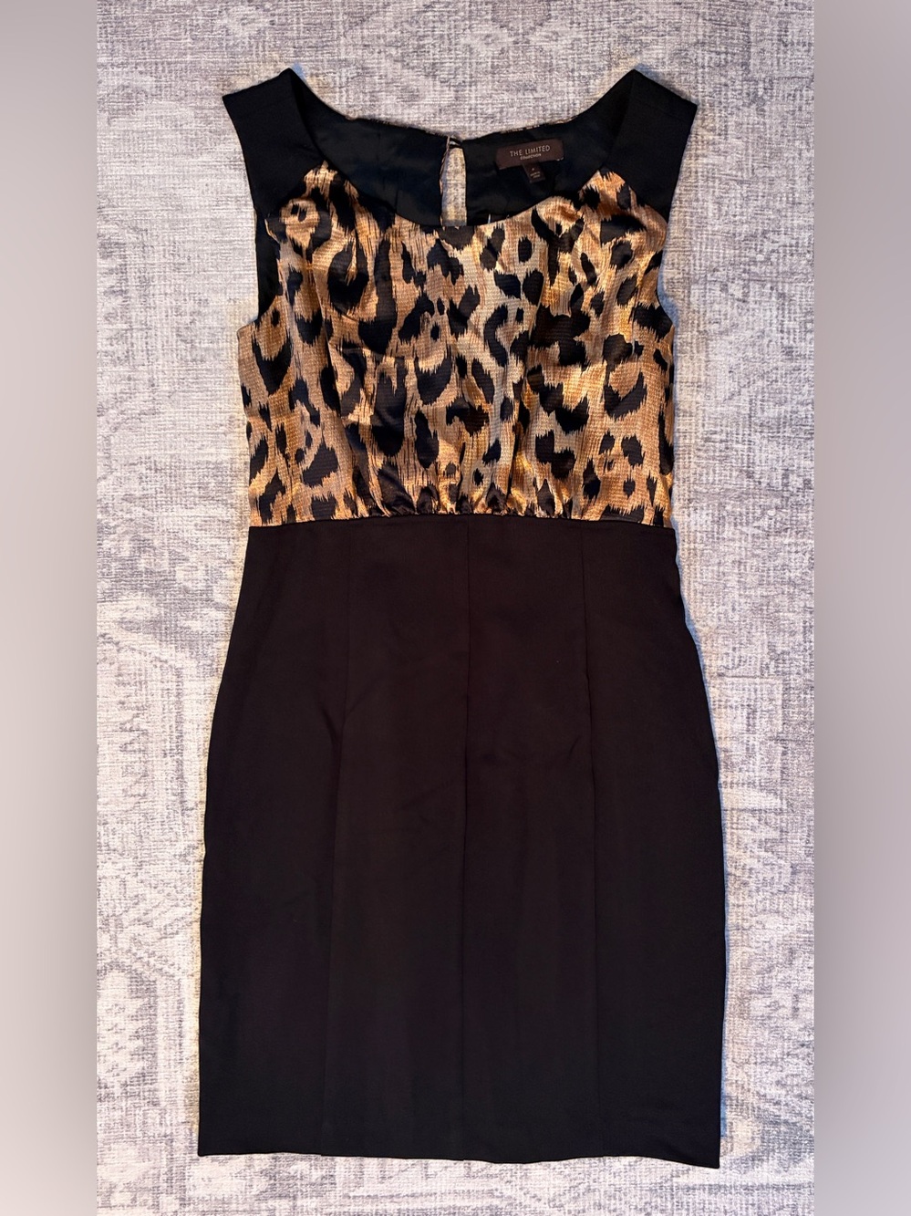 The Limited Collection Leopard Print Sheath Dress Size 4 NWT Black Gold
